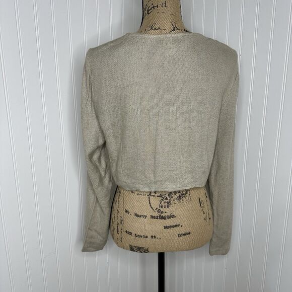 Vtg Sophisticate Cropped Cardigan Sz 11/12 Neutral Flax Canada Minimalist 90s - Picture 4 of 15